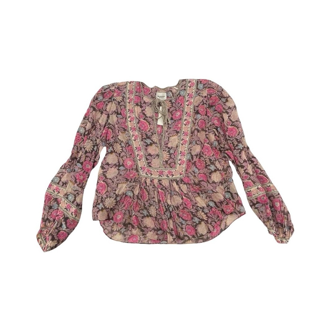 Marant Etoile Women's Gayle Top Floral Pink Organic Cotton Size 34